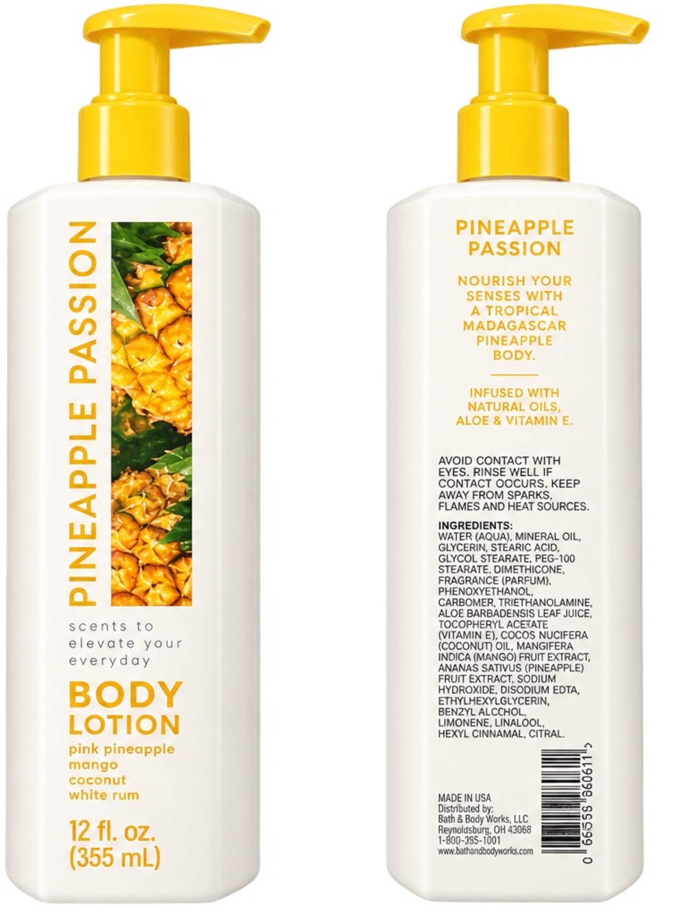 Bath & Body Works Pineapple Passion Body Lotion - Yellow & White